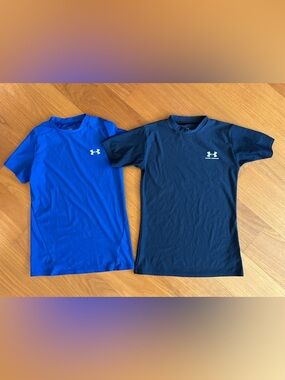 Under Armour Blue Compression and Navy Short Sleeve Youth Size Large L